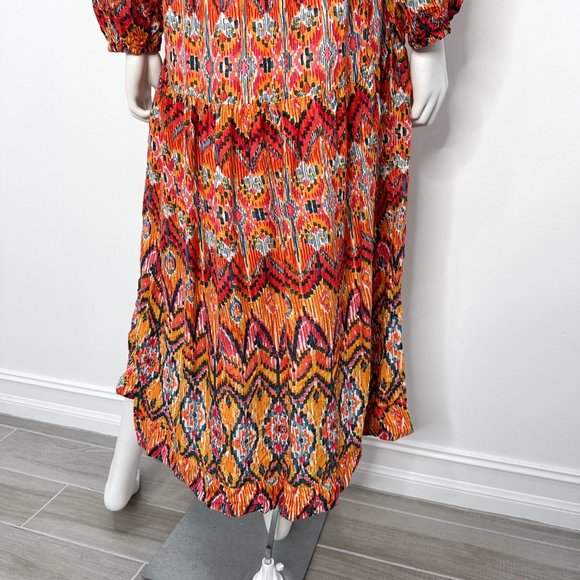 Anthropologie Maeve Tamarind Tiered Maxi Dress in Ikat Multicolor Print Size SP - Picture 14 of 15